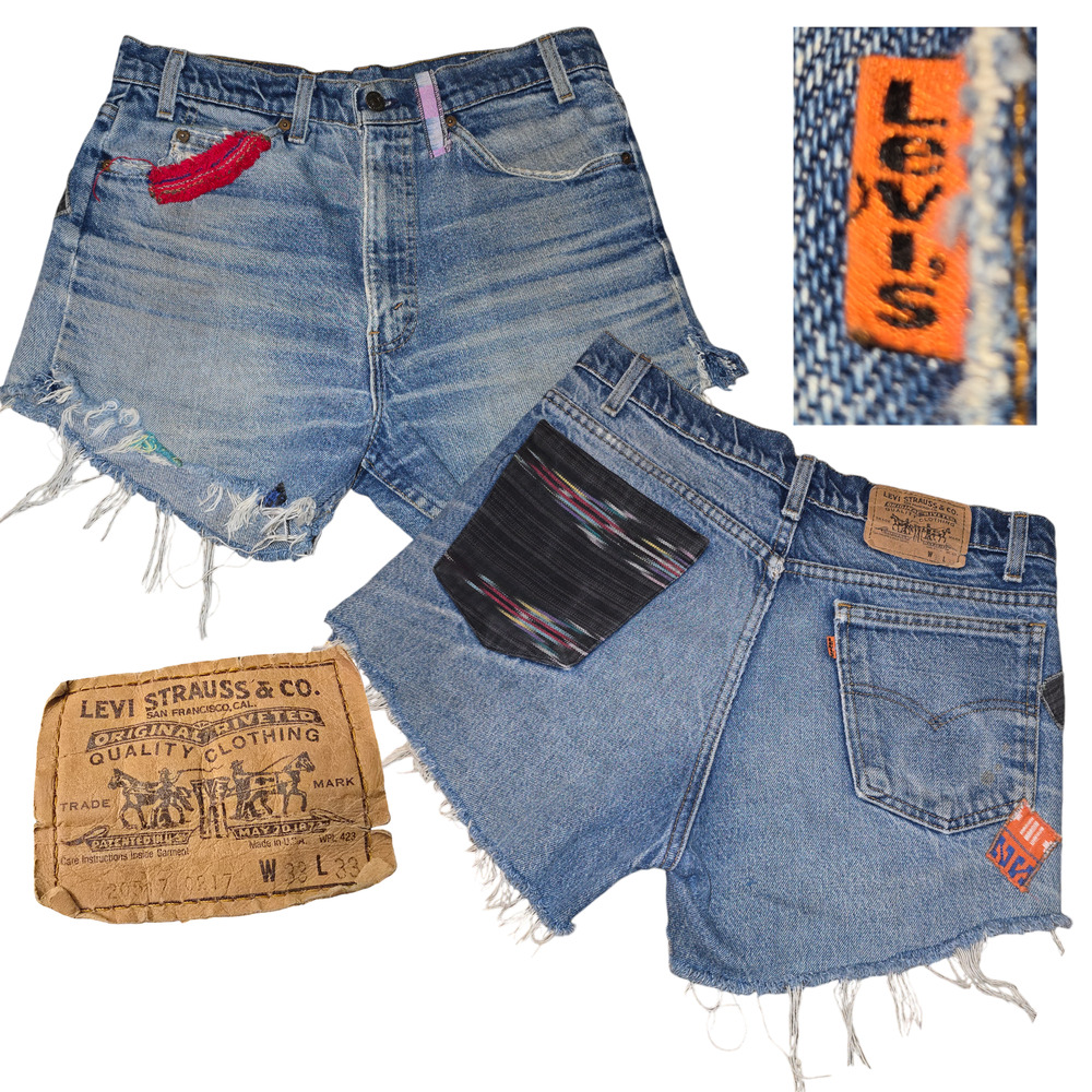 Vintage Levis 70s Saddleman Jean Shorts Orange Tab USA